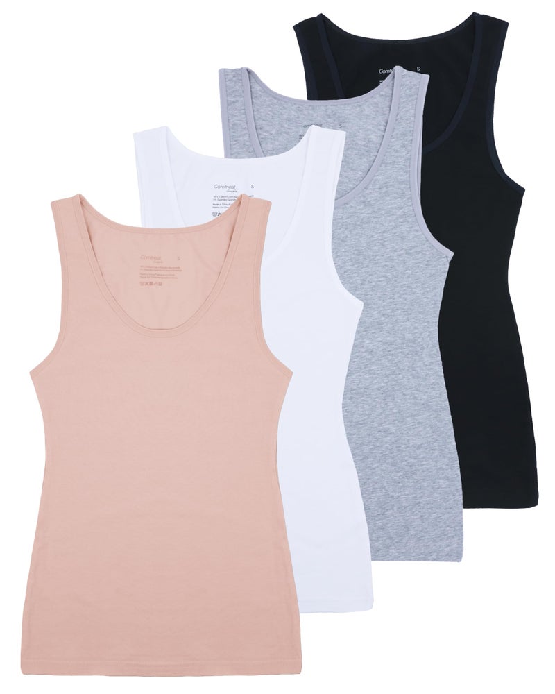 Comfneat Women's Basic Tanks Comfy Top (Color-Set-1 4-Pack, XXL) - Image 1